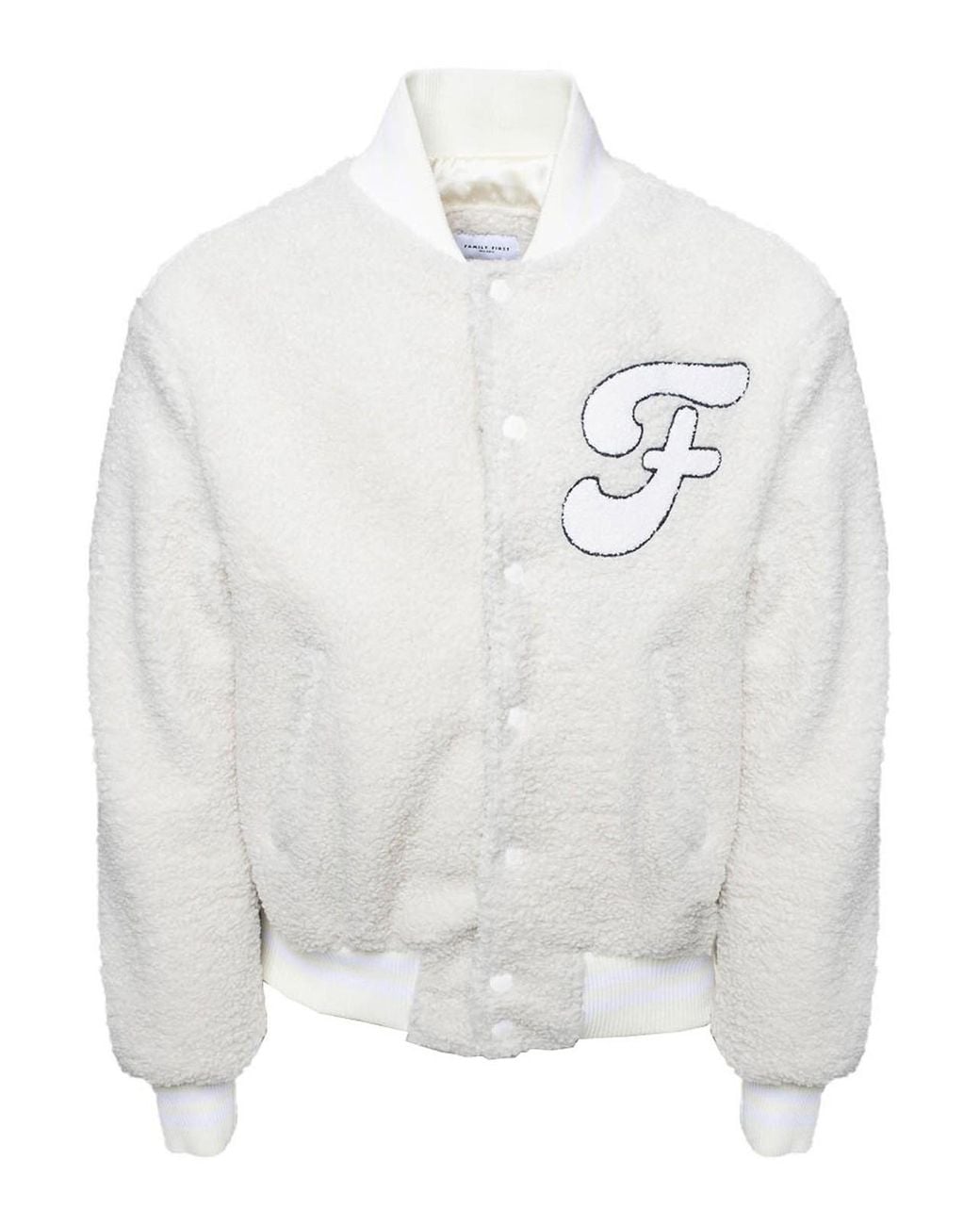 FAMILY FIRST White Varsity Teddy for men