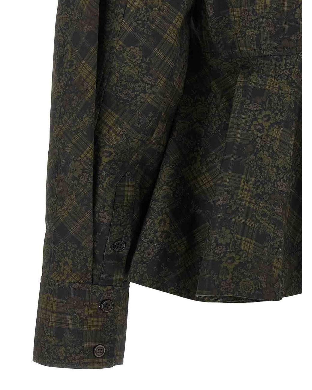 Ganni Black Floral Tartan Shirt