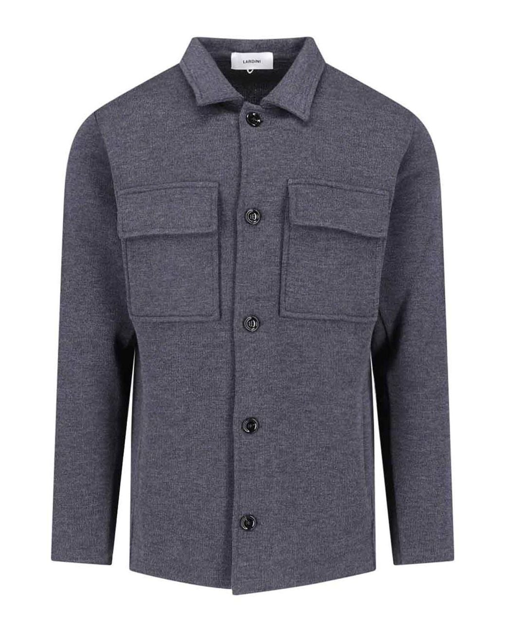Lardini Blue Virgin Wool Shirt for men
