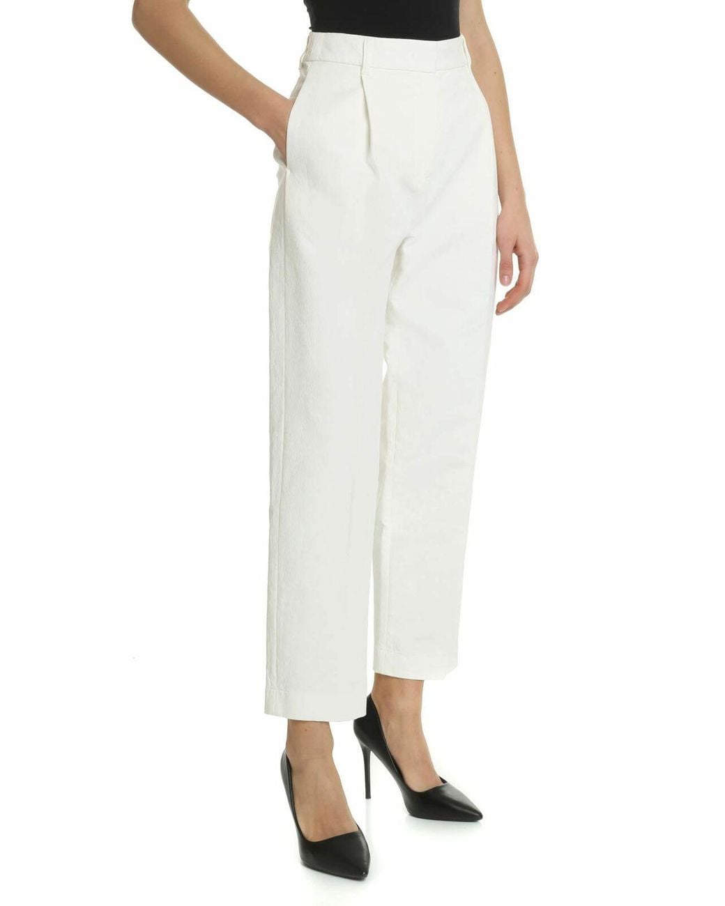 See By Chloé White Jeans With Front Pleats