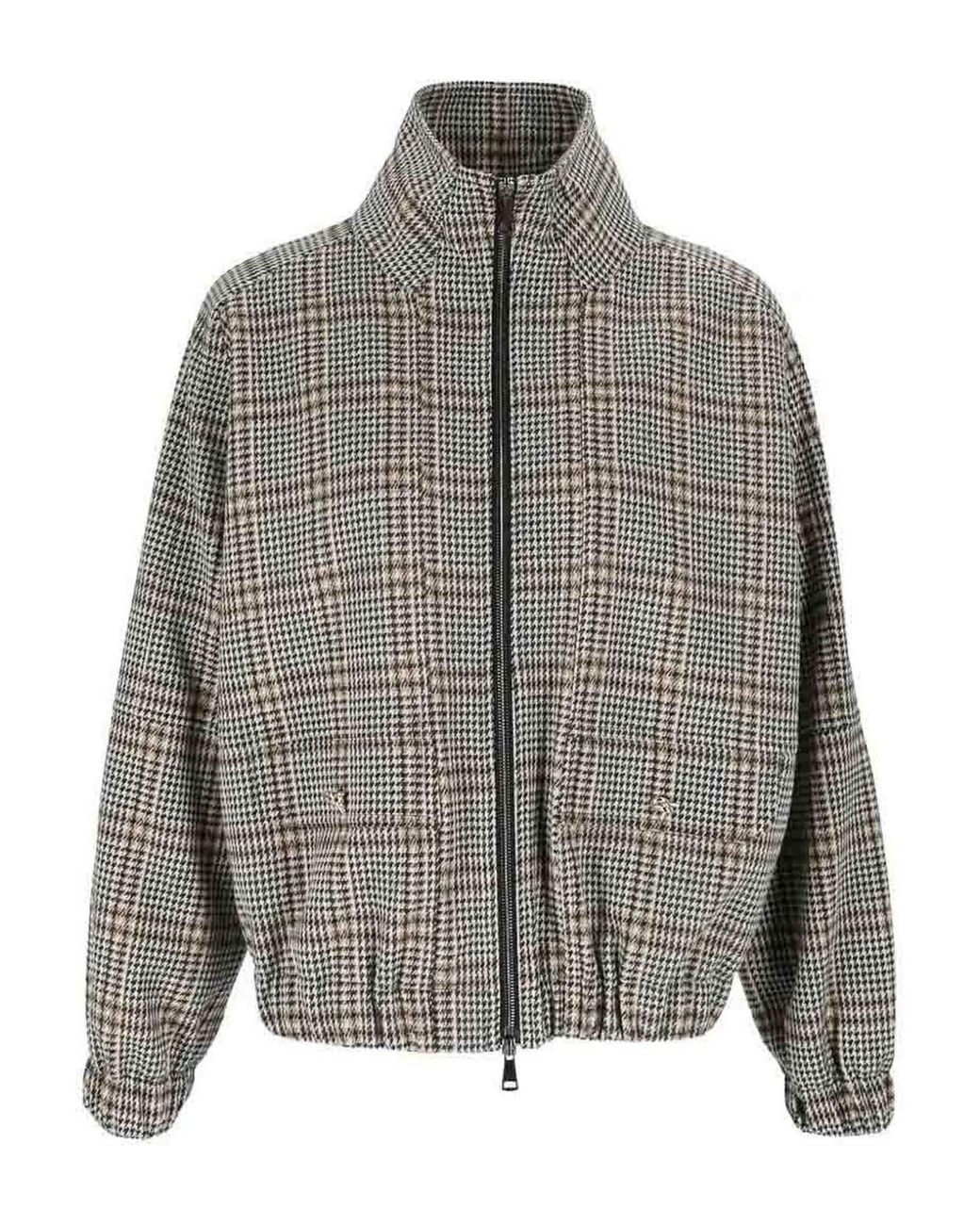 Fabiana Filippi Gray Jacket Check Bomber