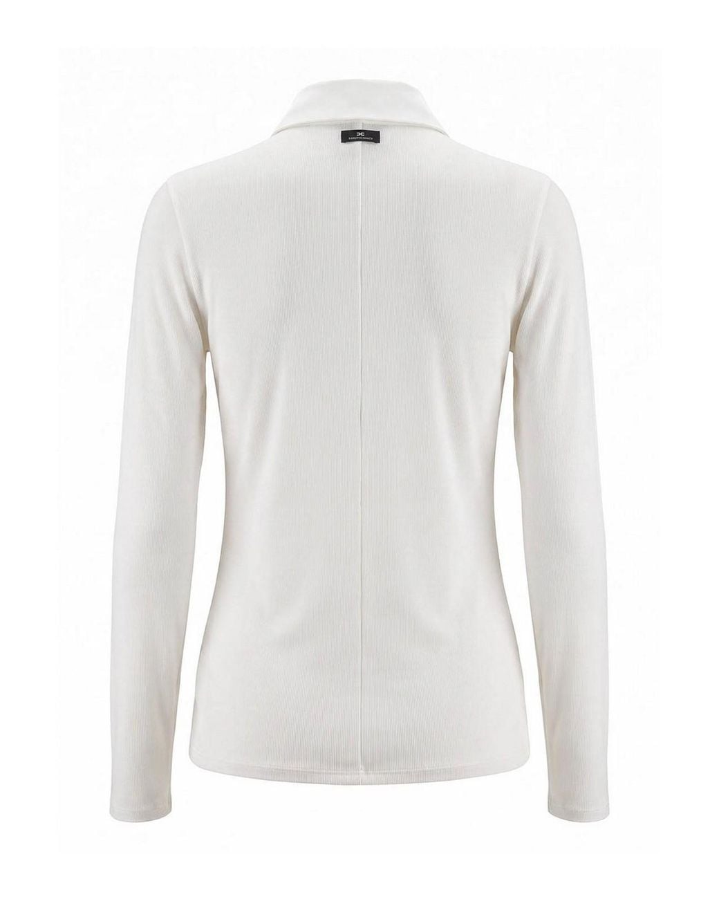 Elisabetta Franchi White Long-Sleeved Knit Polo Shirt