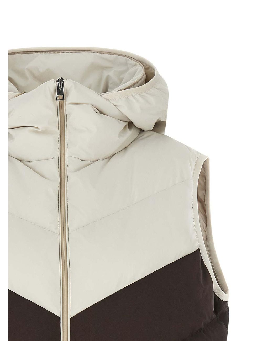 Kiton Gray Chevron Stitching Padded Vest