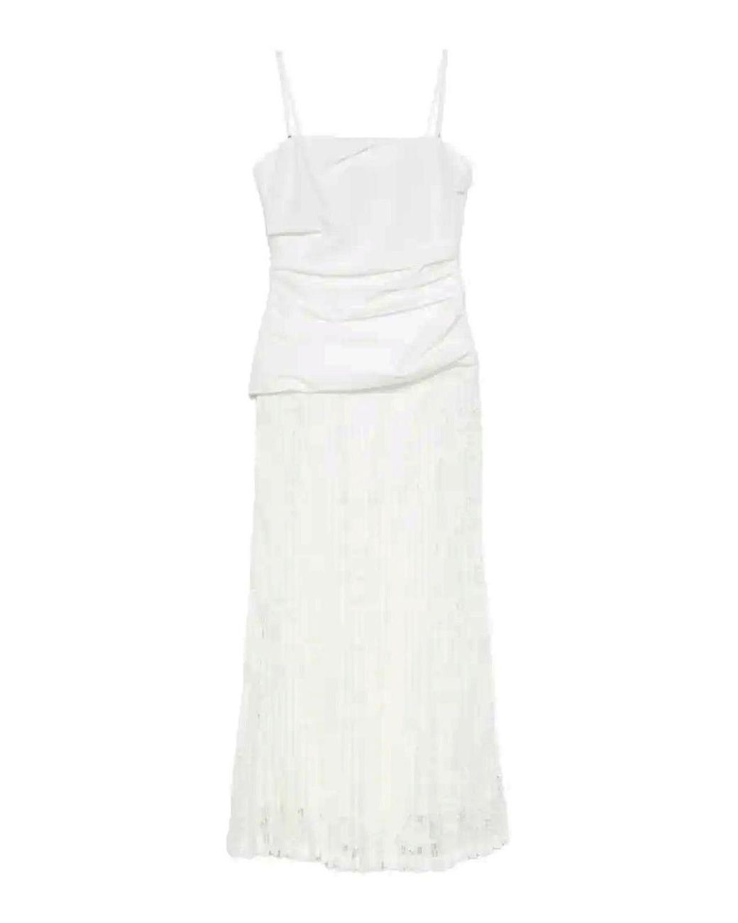Jonathan Simkhai White Cotton And Lace Midi Dress