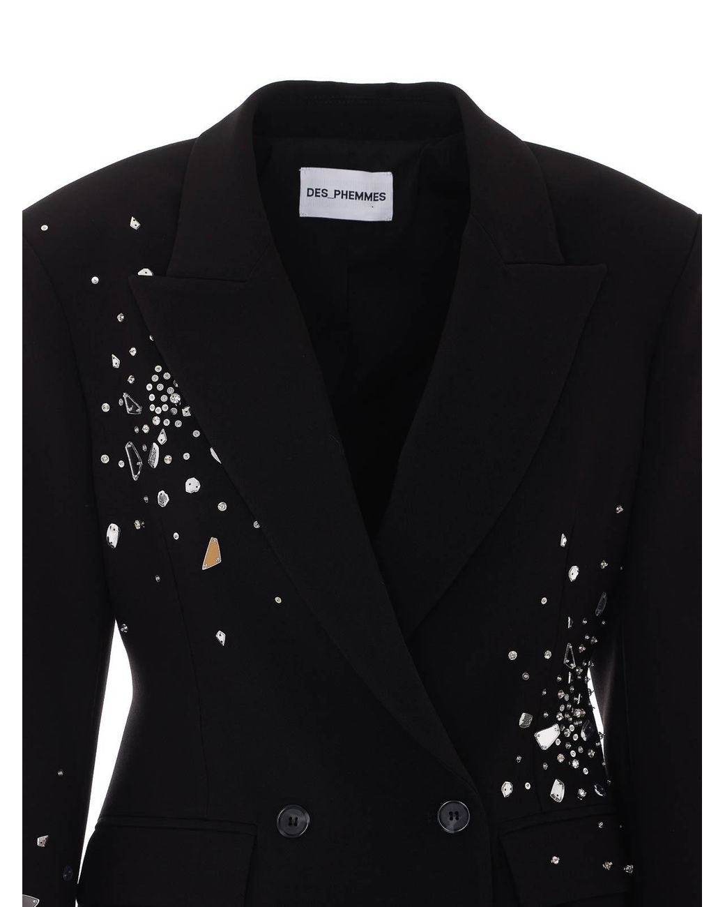 Des Phemmes Black Crystals Double Breasted Jacket