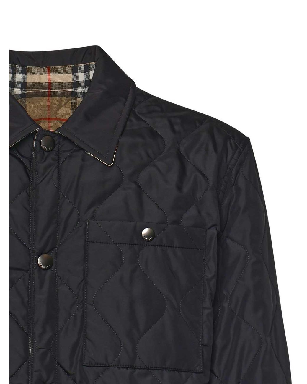 Burberry Blue Reversible Quilted Nylon Shirt for men