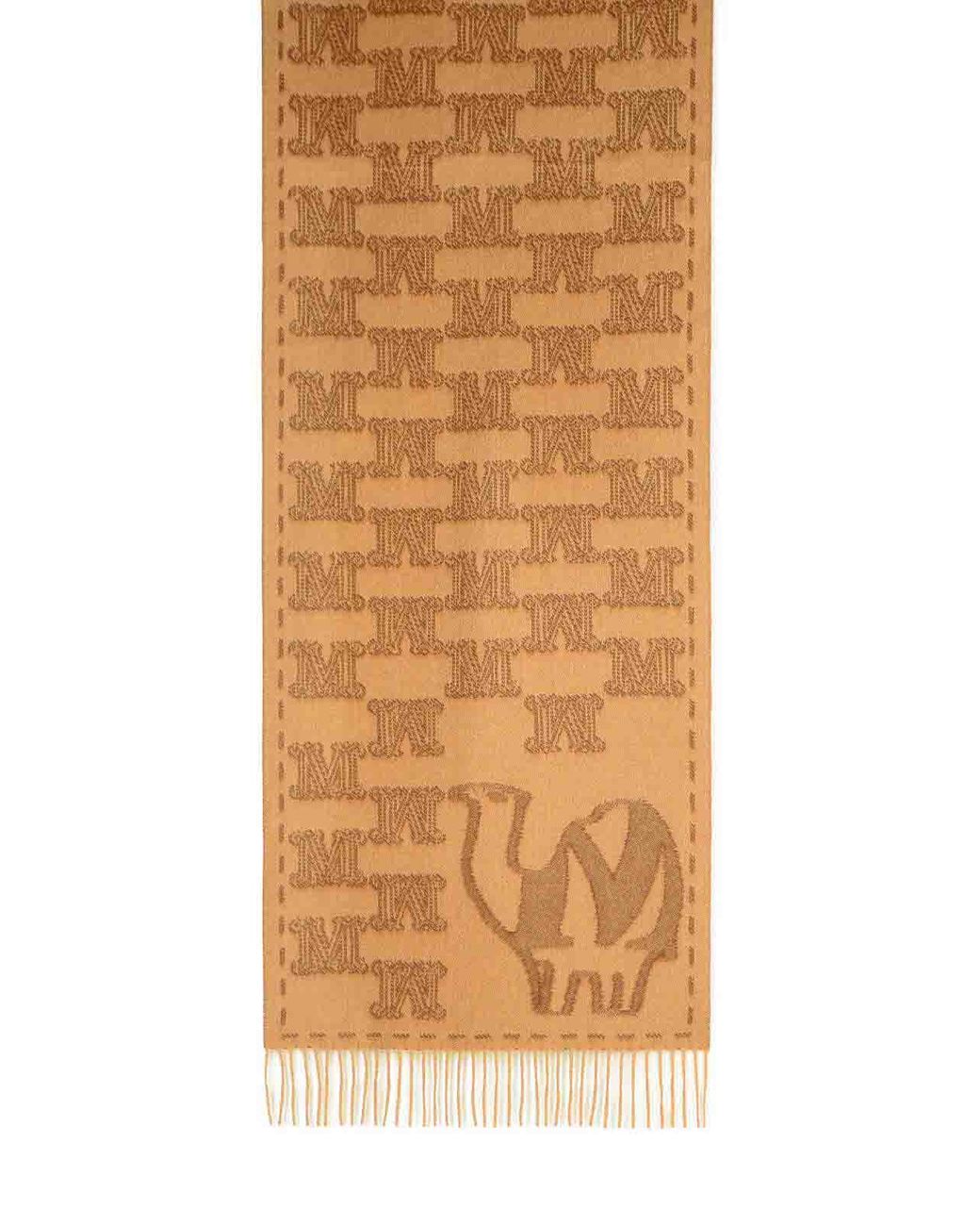 Max Mara Multicolor 'Wsteddyc' Camel Jacquard Cachemire Stole