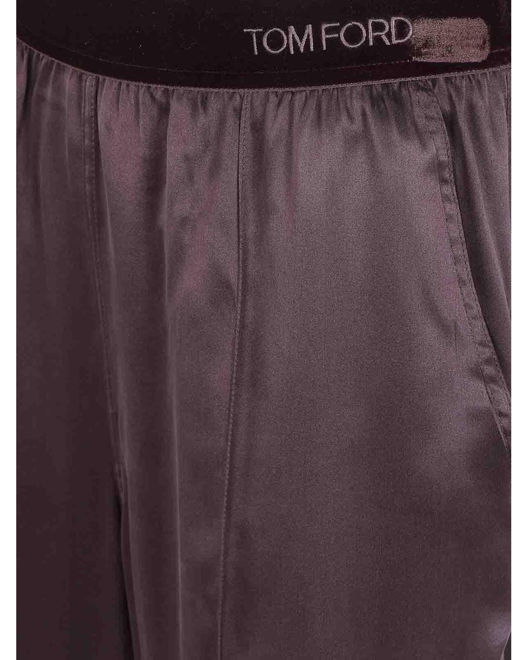 Tom Ford Purple Peach Feel Silk Satin Pijiamas Trousers