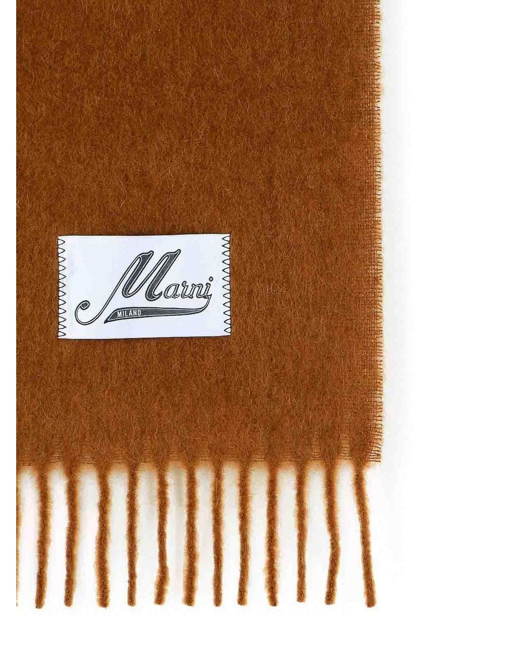 Marni Brown Brushed Alpaca Blend Scarf With Fringes for men