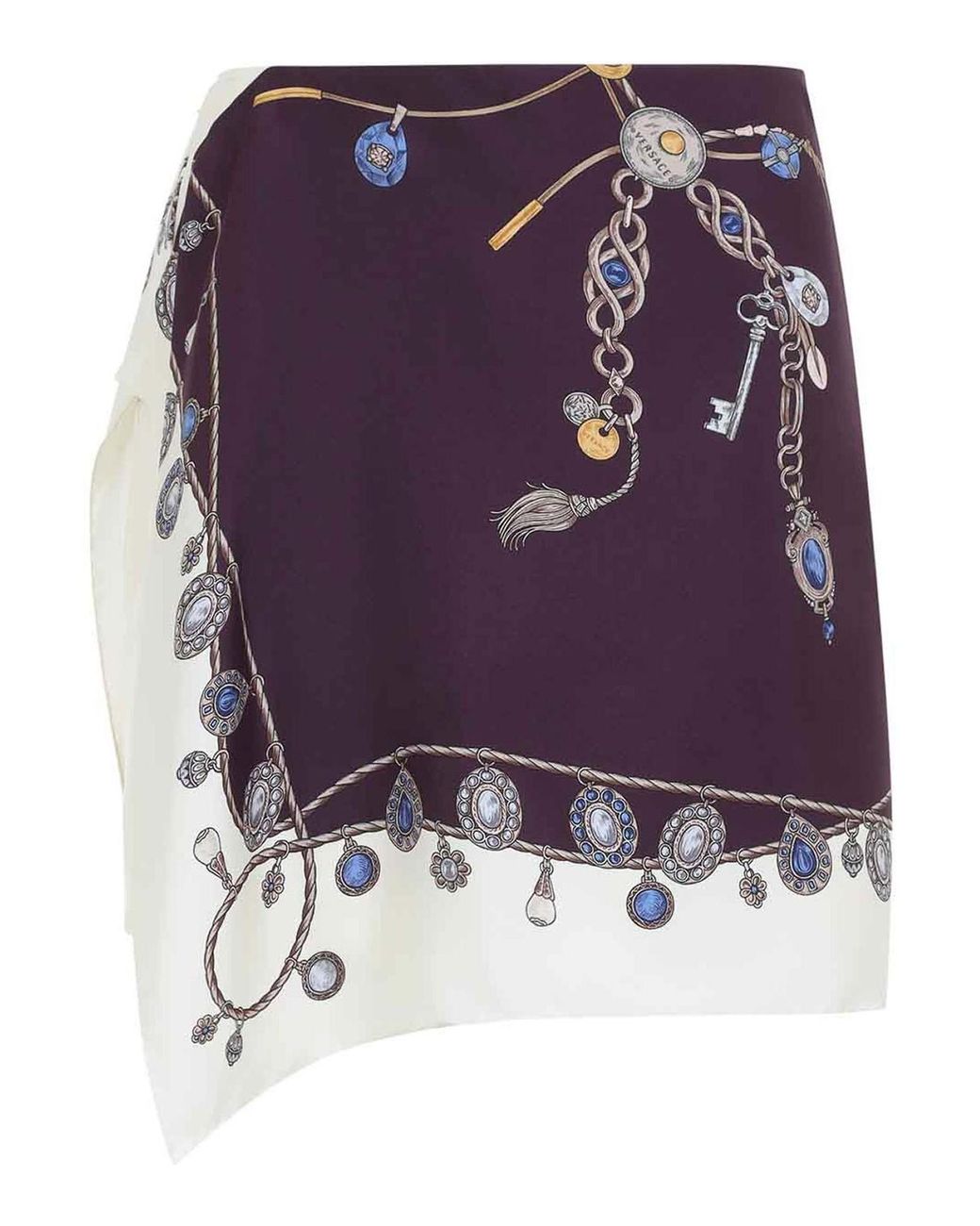 Versace Purple Silk Stolen Jewels Skirt
