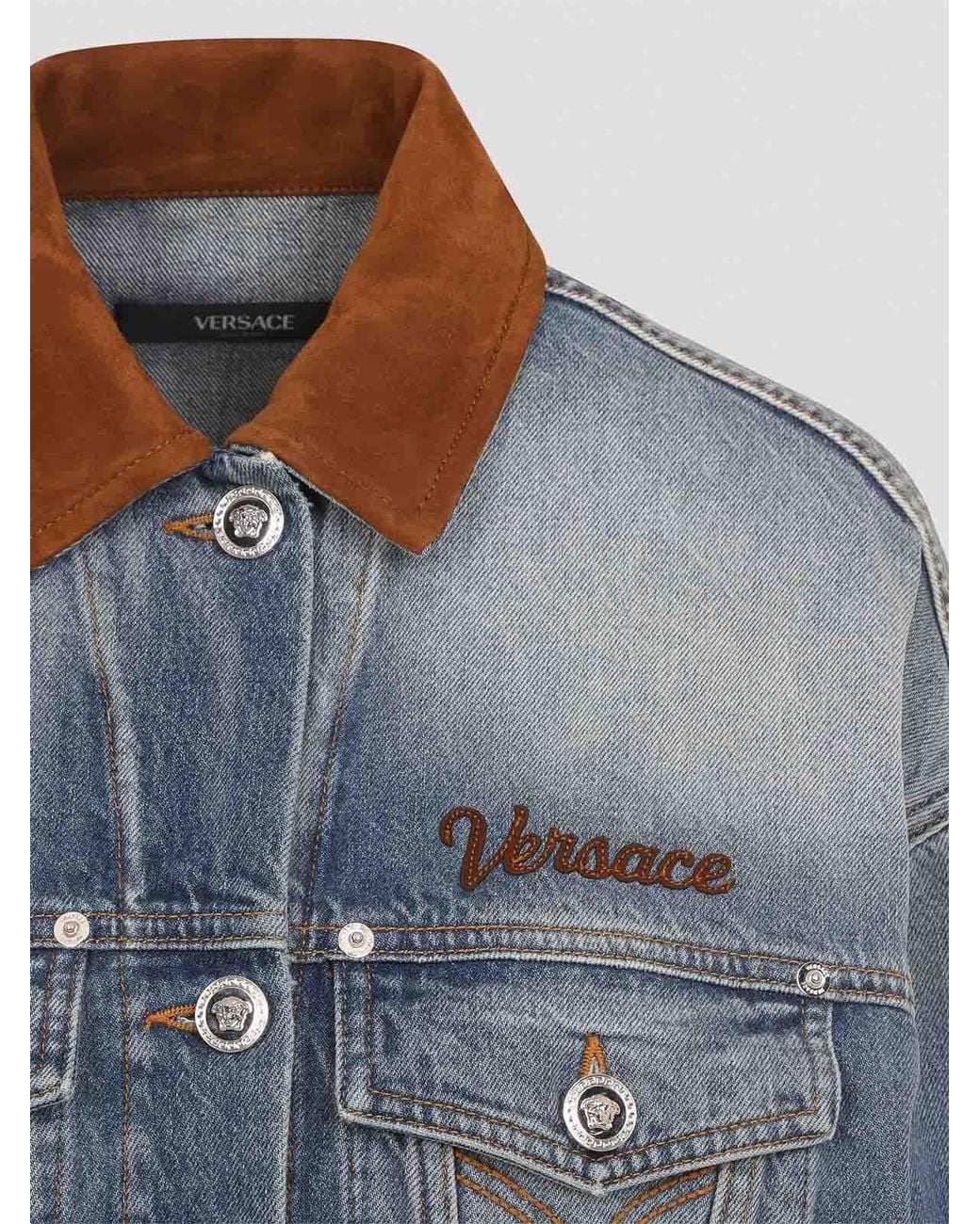 Versace Blue Denim Stone Wash Blouson