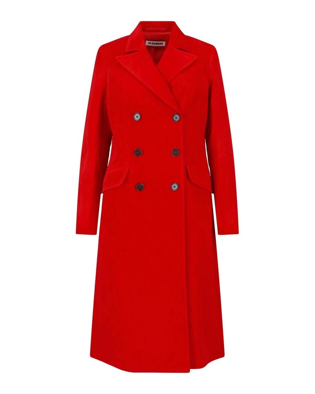 Jil Sander Red Double-Breasted Coat