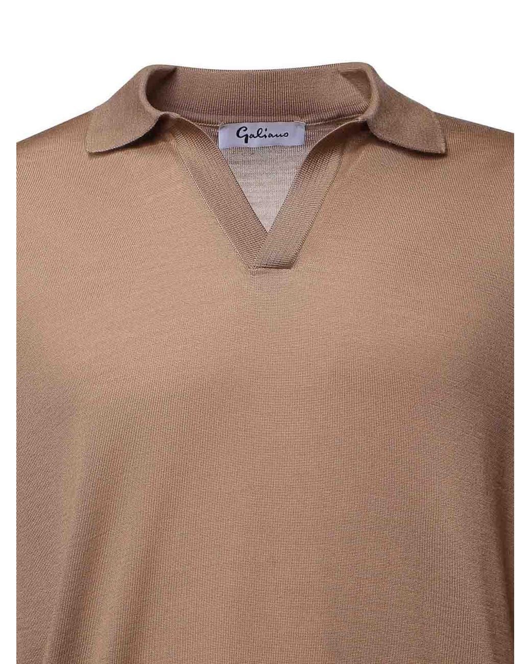Giuliano Galiano Brown Wool Polo Sweater for men