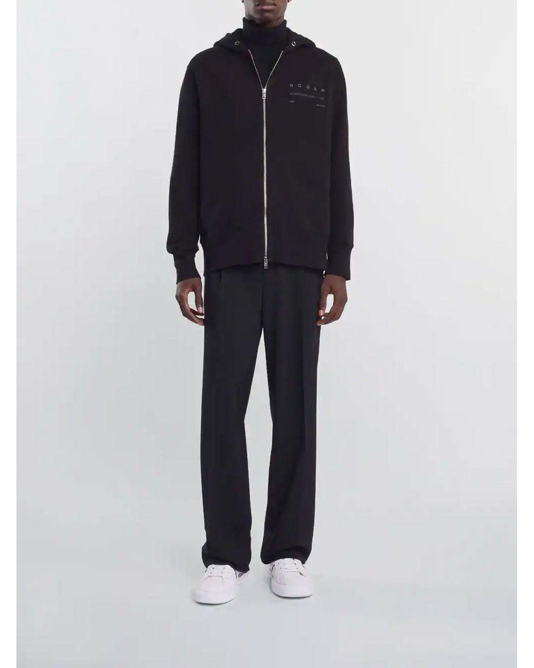 Hogan Black Zipper Hoodie for men