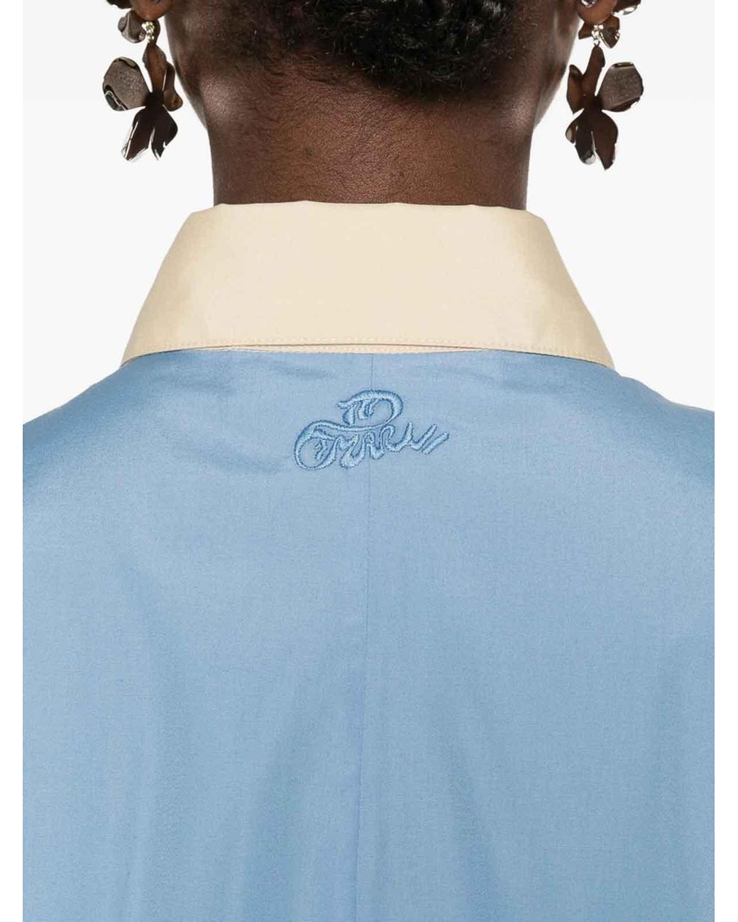 Marni Blue Collared Panelled Top