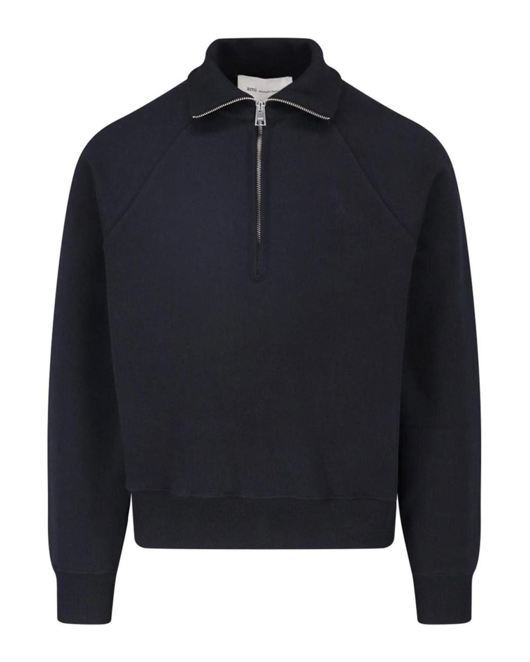 AMI Blue Cotton Zip-Up Sweatshirt for men
