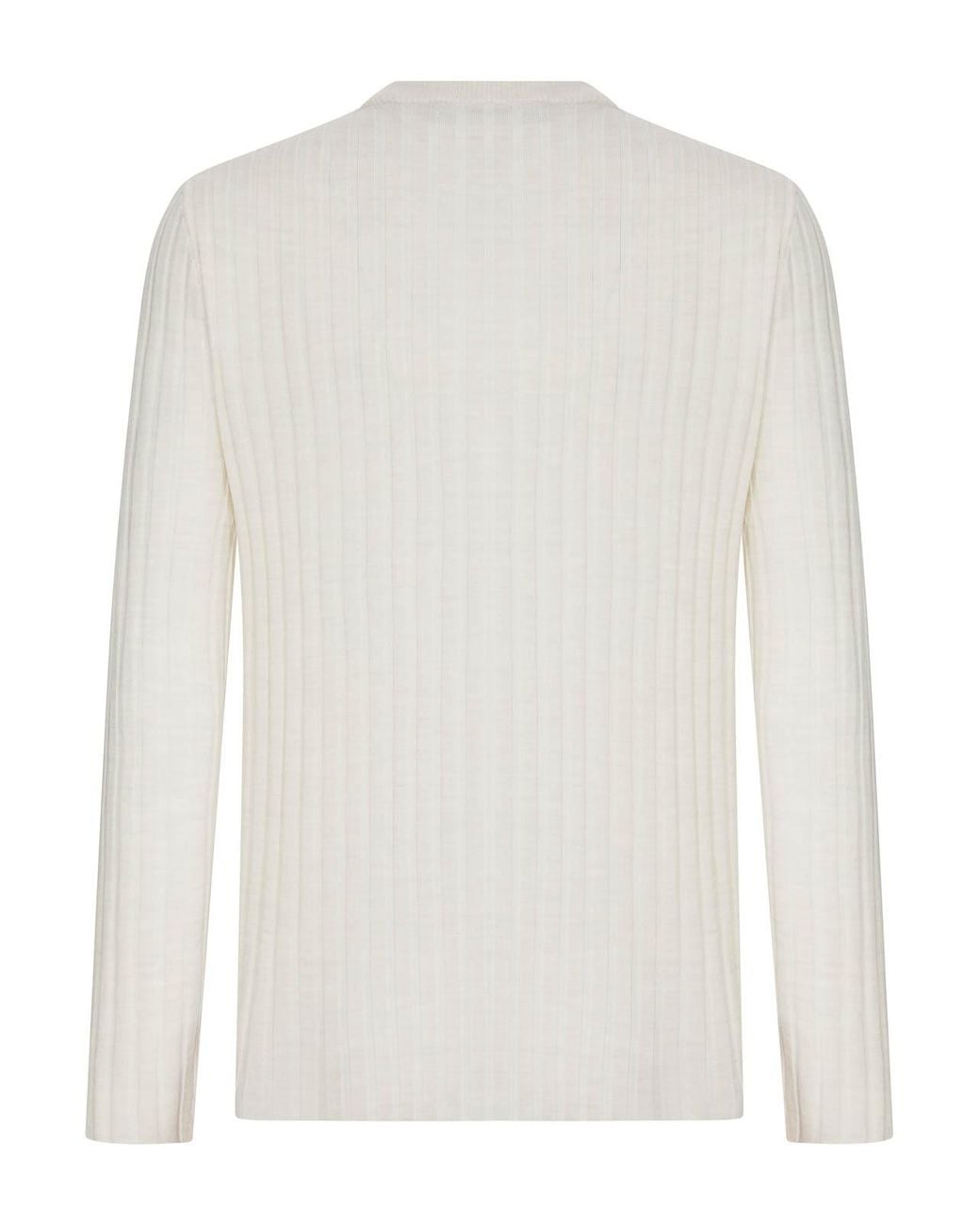 Amiri White Henley Long-Sleeved Ribbed Knit Sweater for men