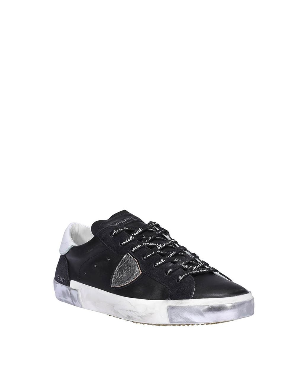 Philippe Model Black Paris X Leather Sneakers for men