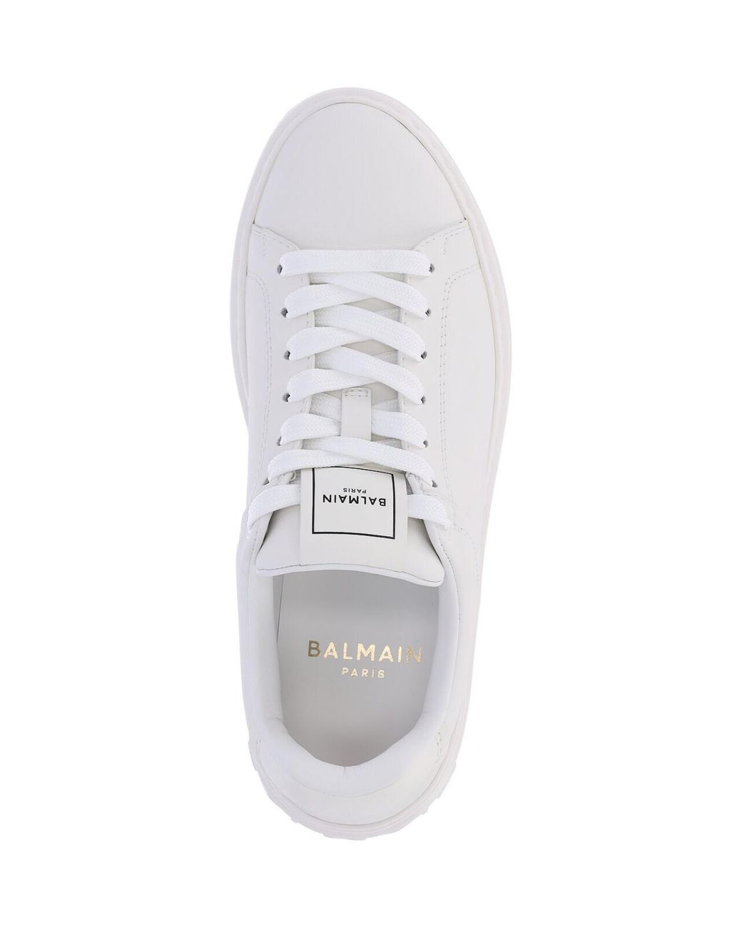 Balmain White Leather Low-Top Sneakers