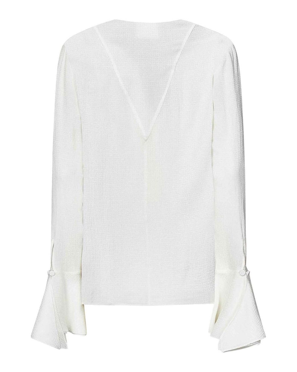 Givenchy White Long-Sleeved Silk Crpon Blouse