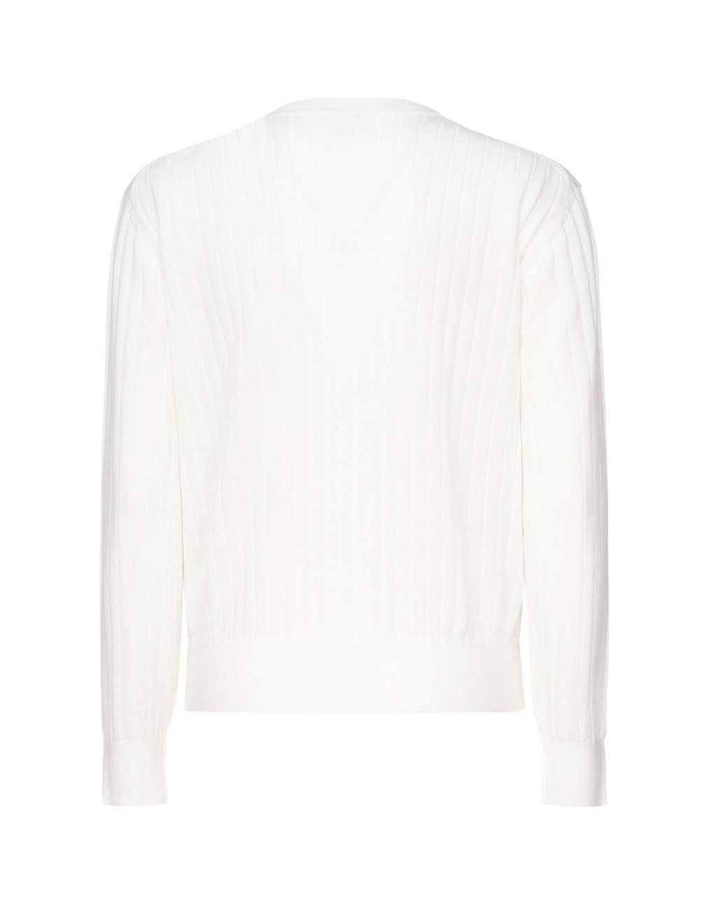Bottega Veneta White Ribbed Wool Cardigan