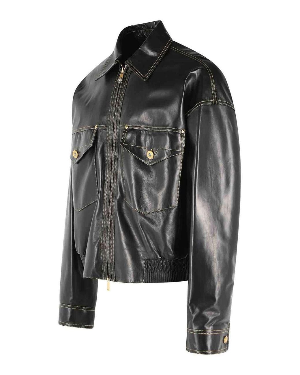 Versace Black Leather Jacket for men