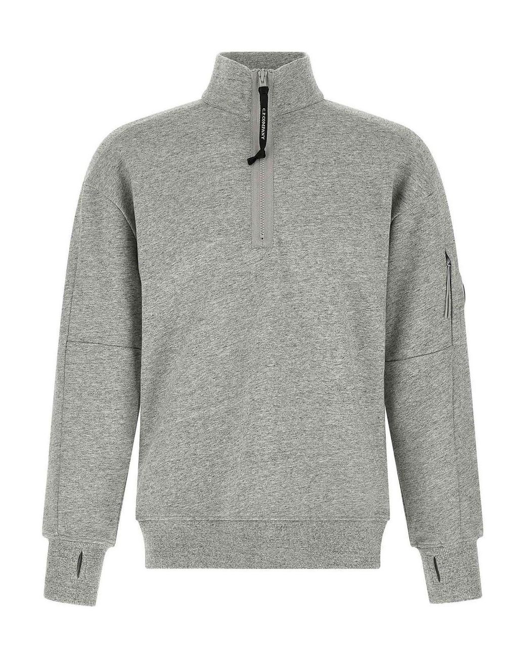 C P Company Gray Diagonal Raised Fleece Sweatshirt for men