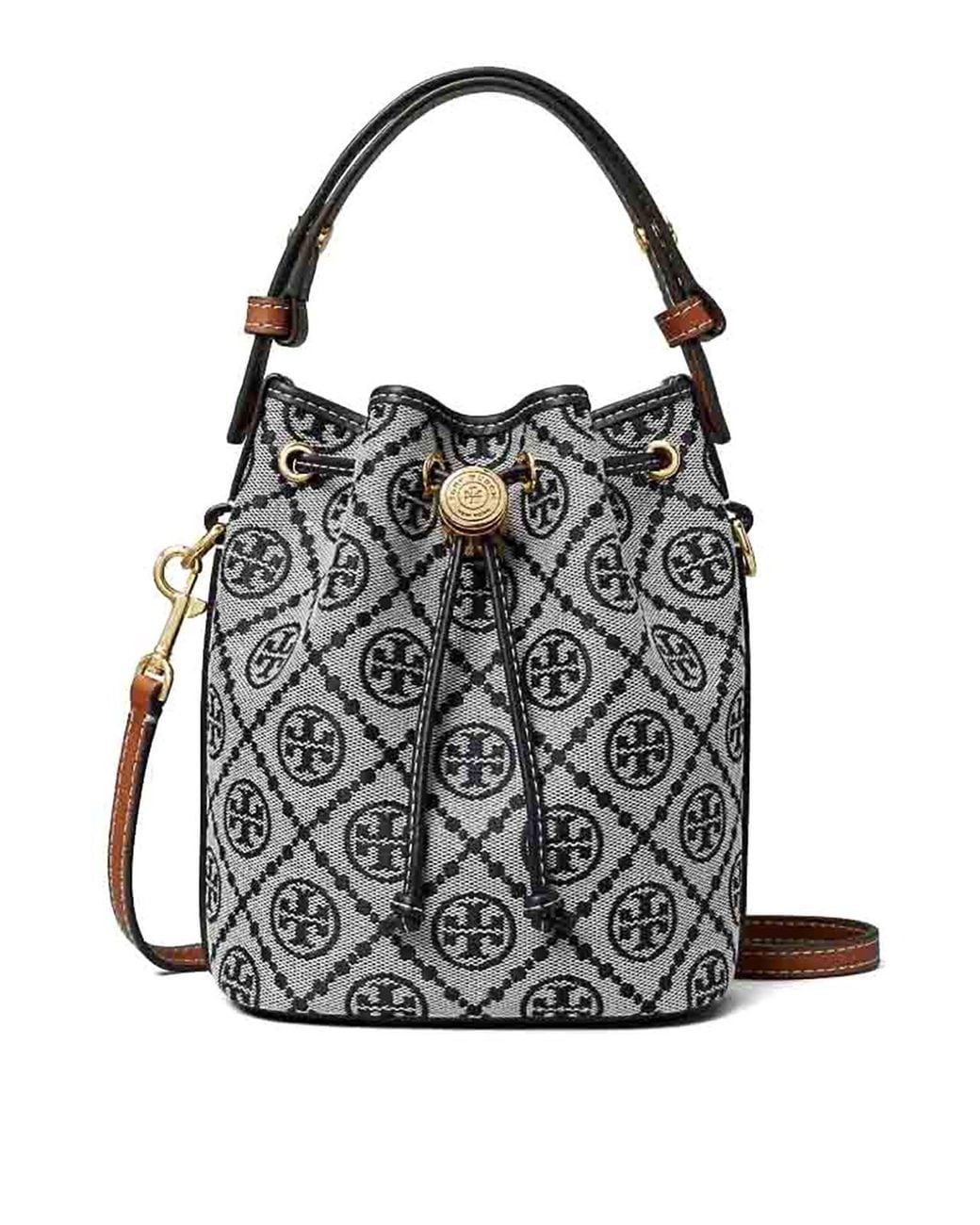 Tory Burch Black T Monogram Mini Bucket Bag