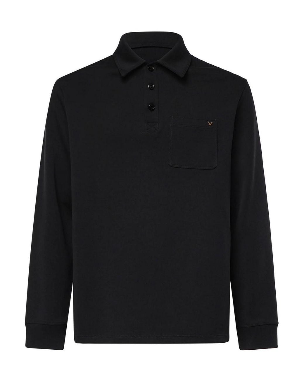 Valentino Garavani Black Vgold Cotton Blend Polo Shirt for men