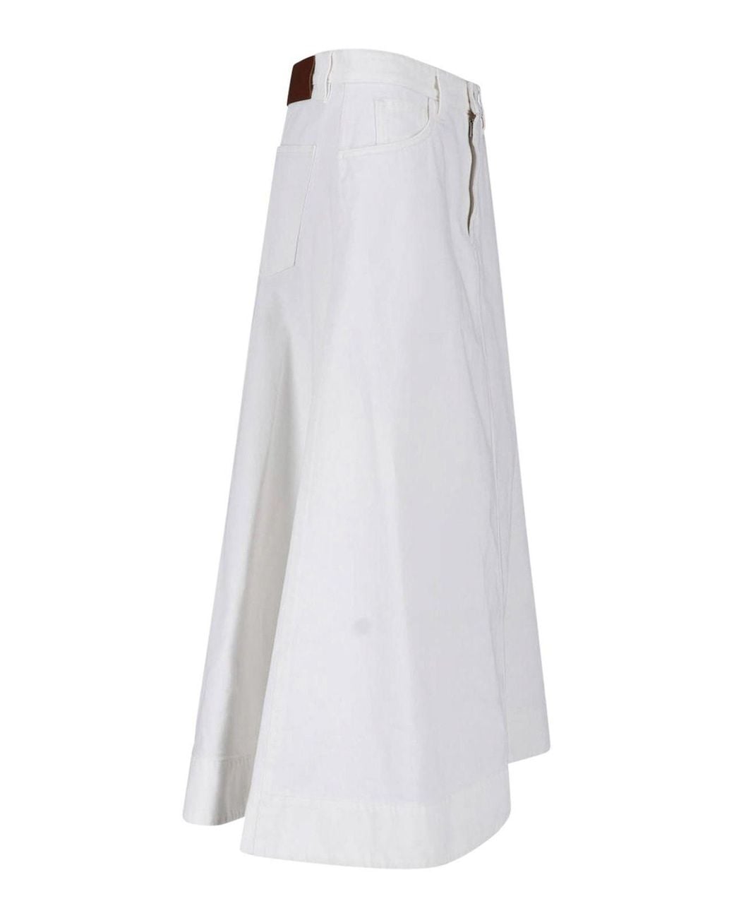 Marni White Cotton Midi Skirt
