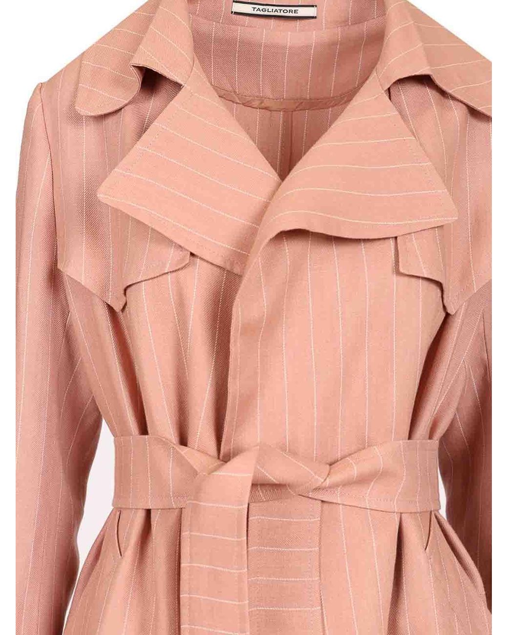 Tagliatore Pink Carola Long Trench Coat