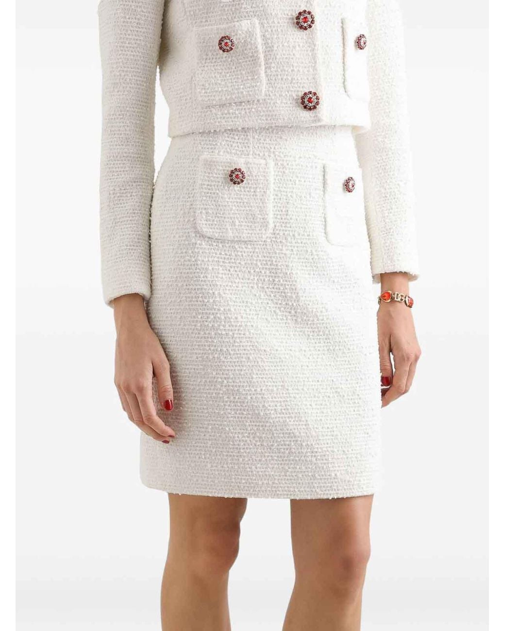 Dolce & Gabbana White Cotton Midi Skirt