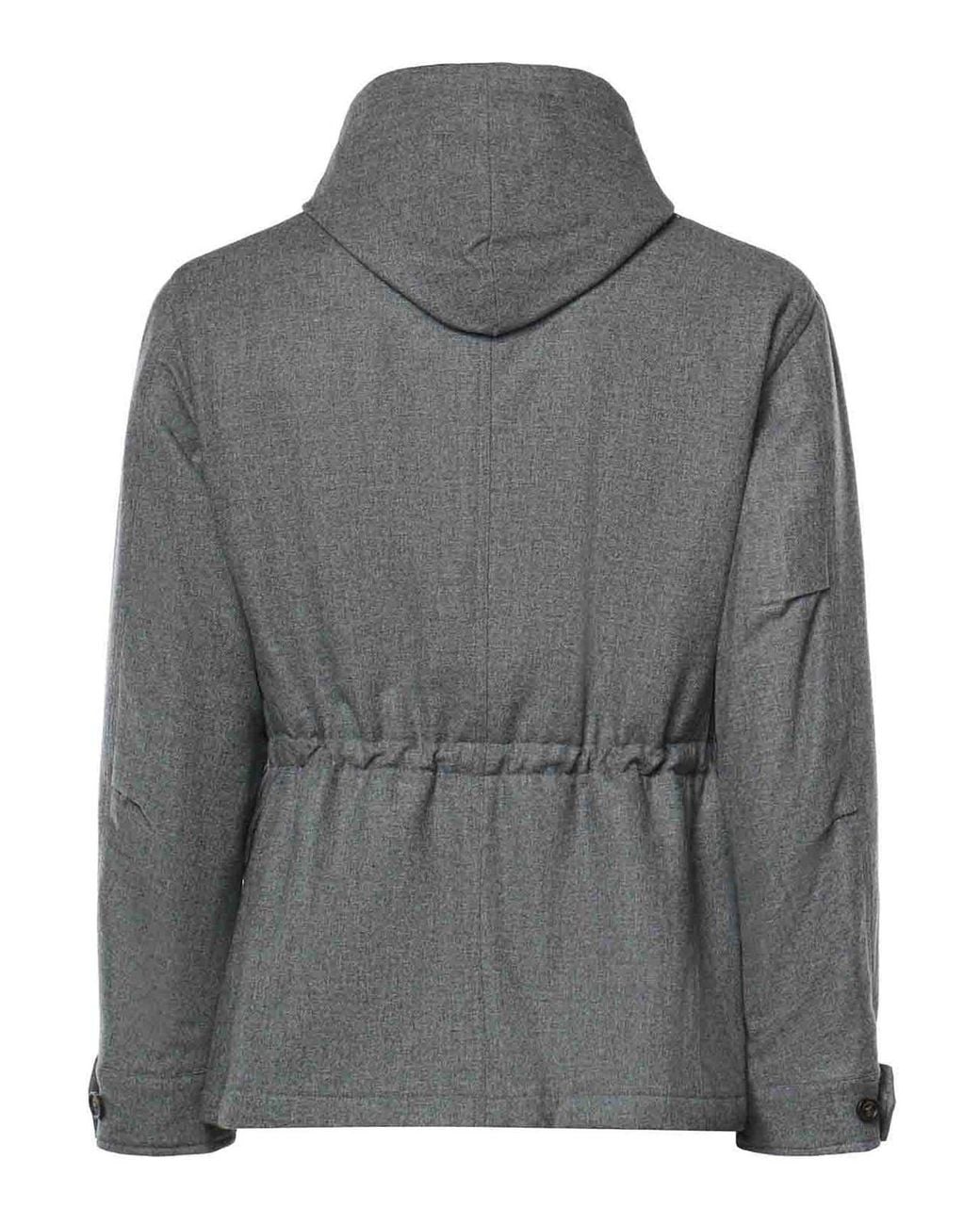 Eleventy Gray Hooded Field Jacket for men