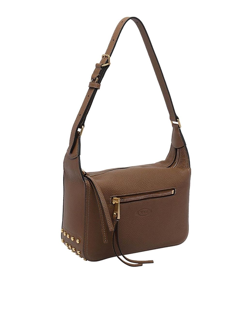 Tod's Brown Metal Dots Mini Leather Shoulder Bag