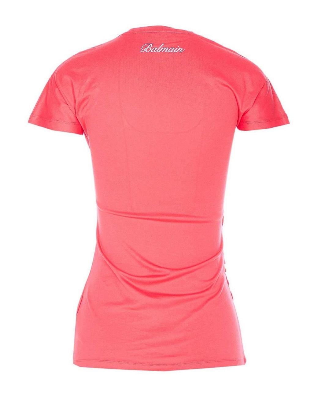 Balmain Pink 3 Buttons Draped T-Shirt