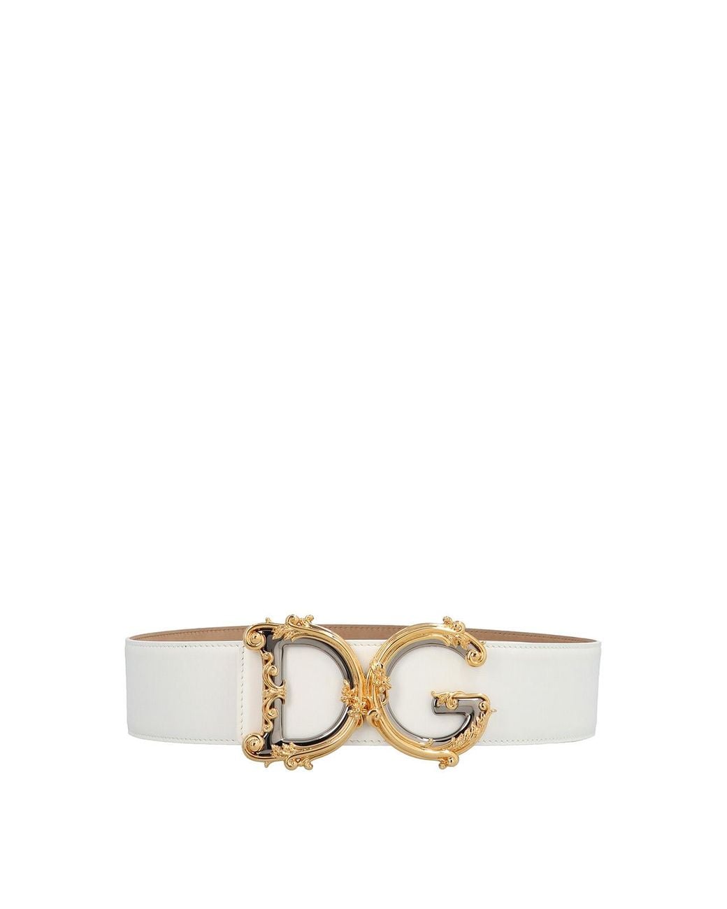 Dolce & Gabbana White Dg Barocco Belt