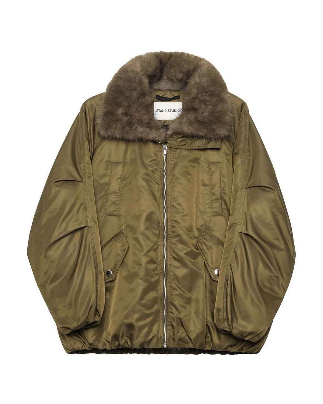 Stand Studio Green Thilda Glossy Nylon Jacket