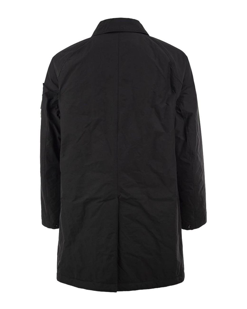Stone Island Black Micro Reps Padded Long Coat for men