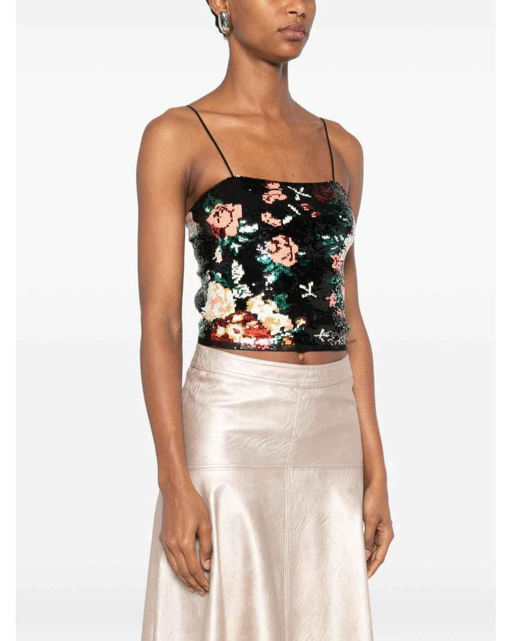 Forte_forte Black Sequined Bralette Top