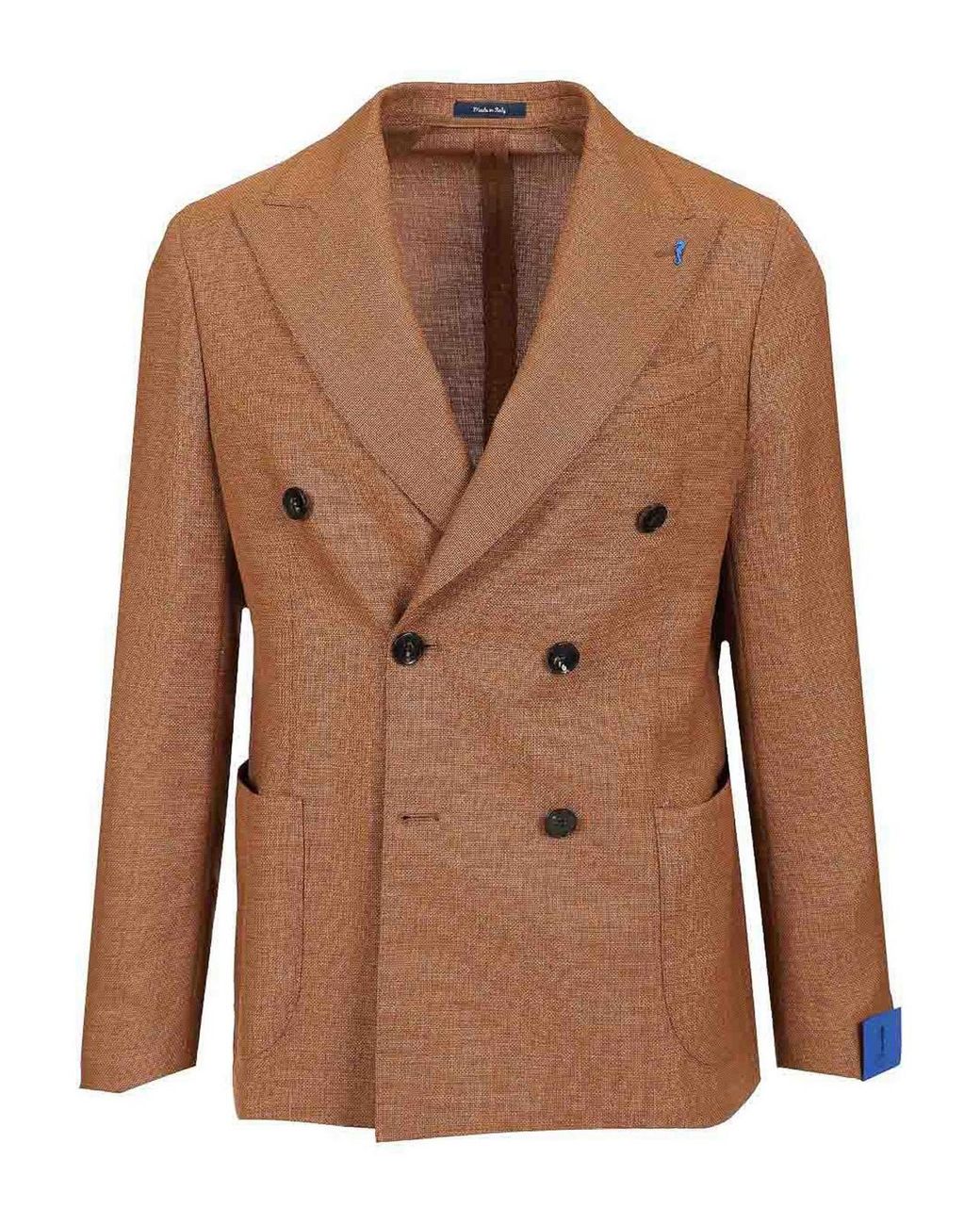 Guarinucci Brown Double-Breasted Wool Blazer for men