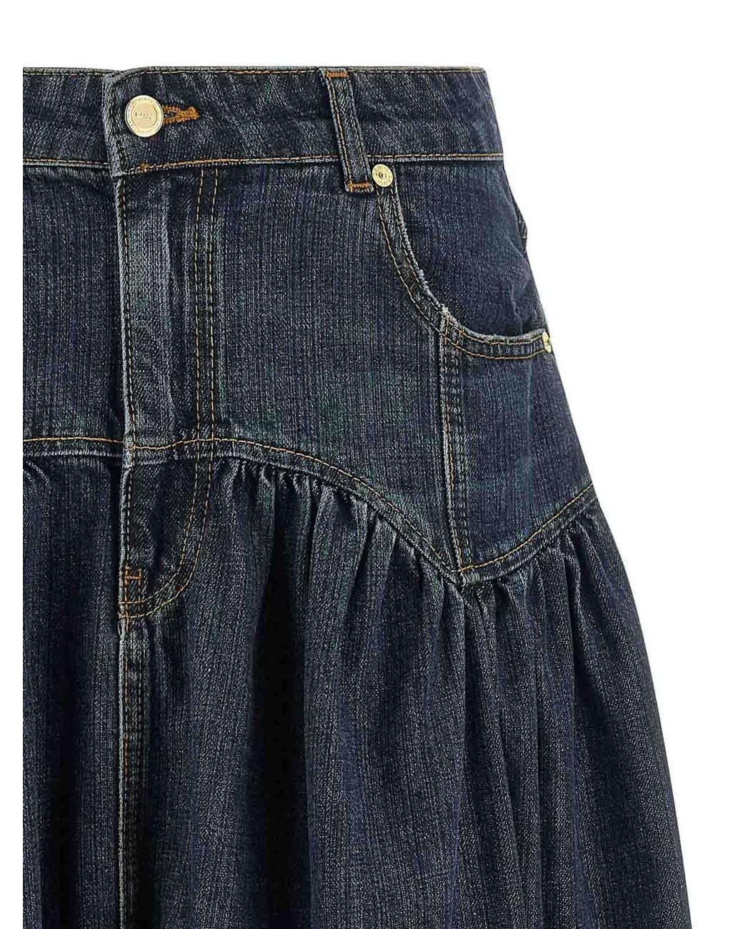Ganni Blue Slub Denim Skirt
