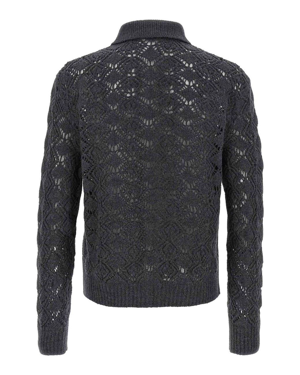 Jil Sander Blue Openwork Wool Cardigan for men