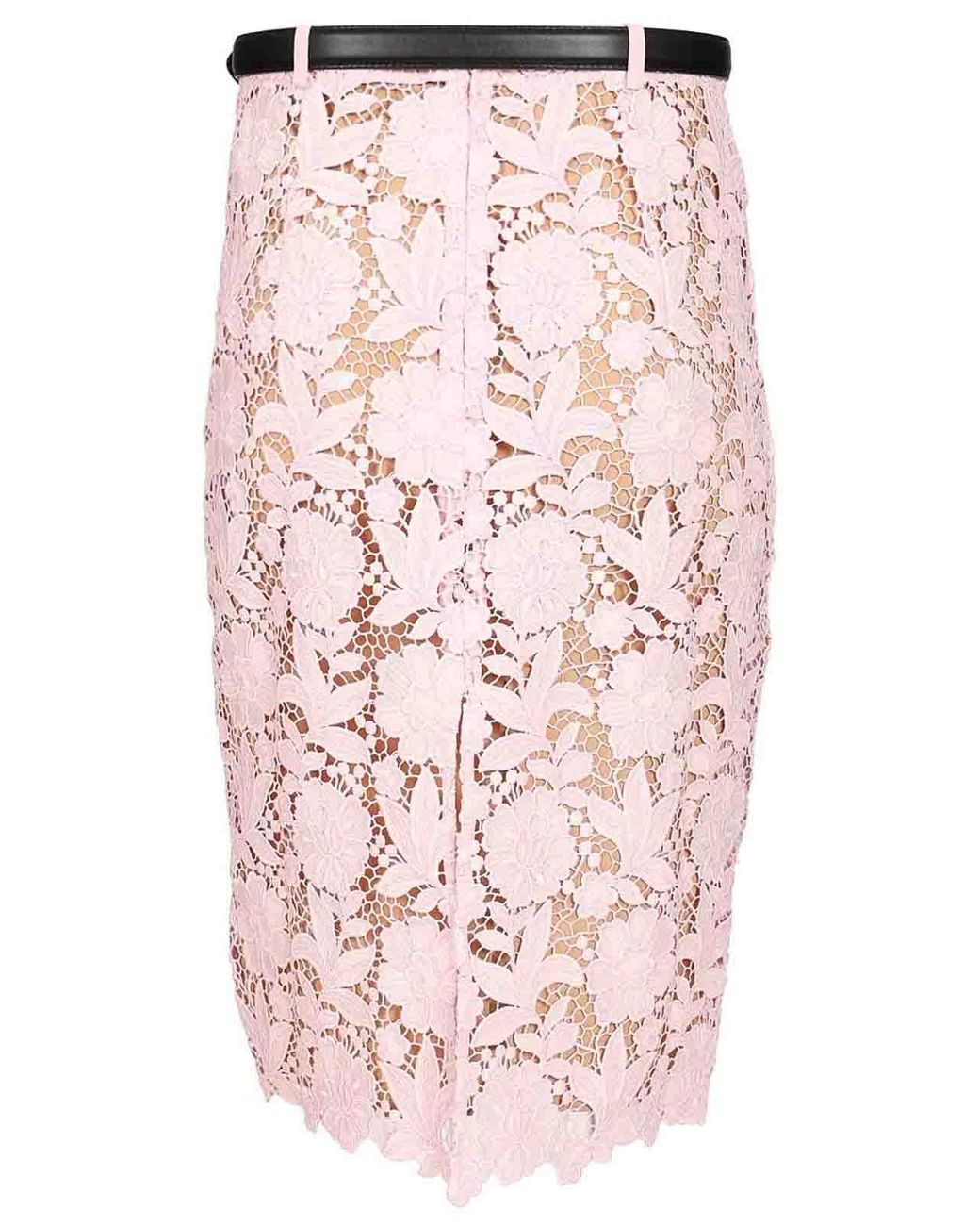 Self-Portrait Pink Lace Pencil Skirt