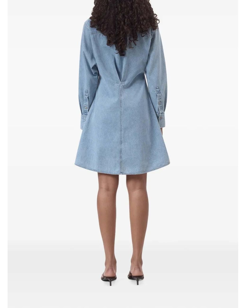 Closed Blue Waisted Shirt Dress