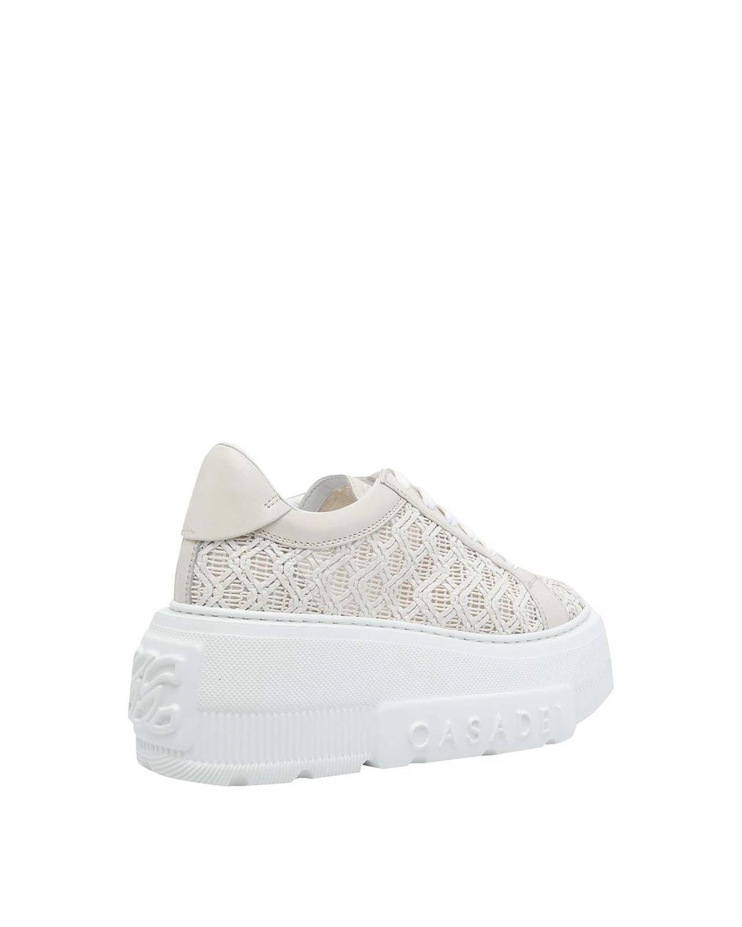 Casadei White Platform Mesh Sneakers