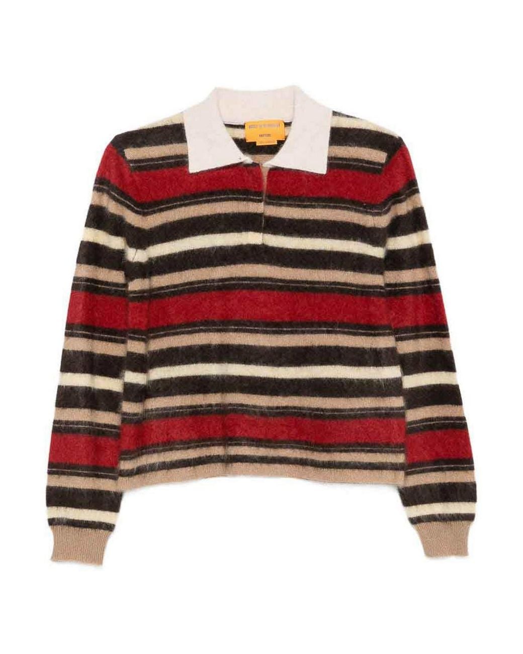 Guest In Residence Red Cashmere Striped Polo Shirt