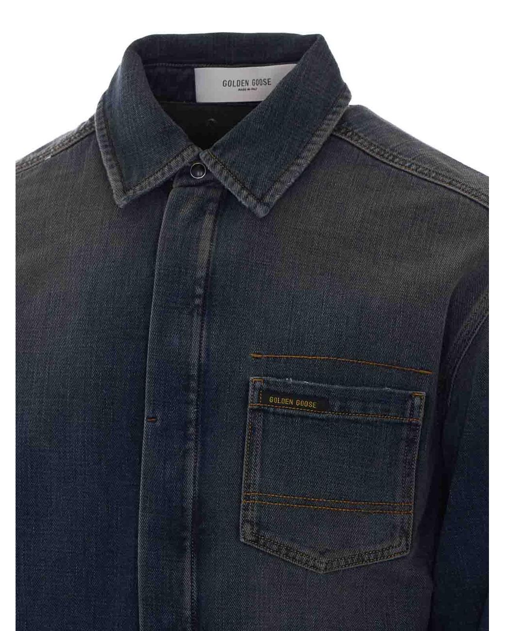 Golden Goose Deluxe Brand Blue Denim Boxy Fit Shirt for men
