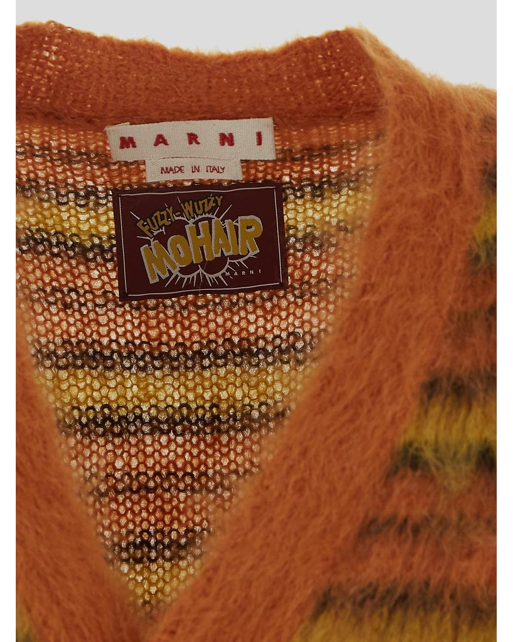 Marni Brown Iconic Brushed Stripes Cardigan for men
