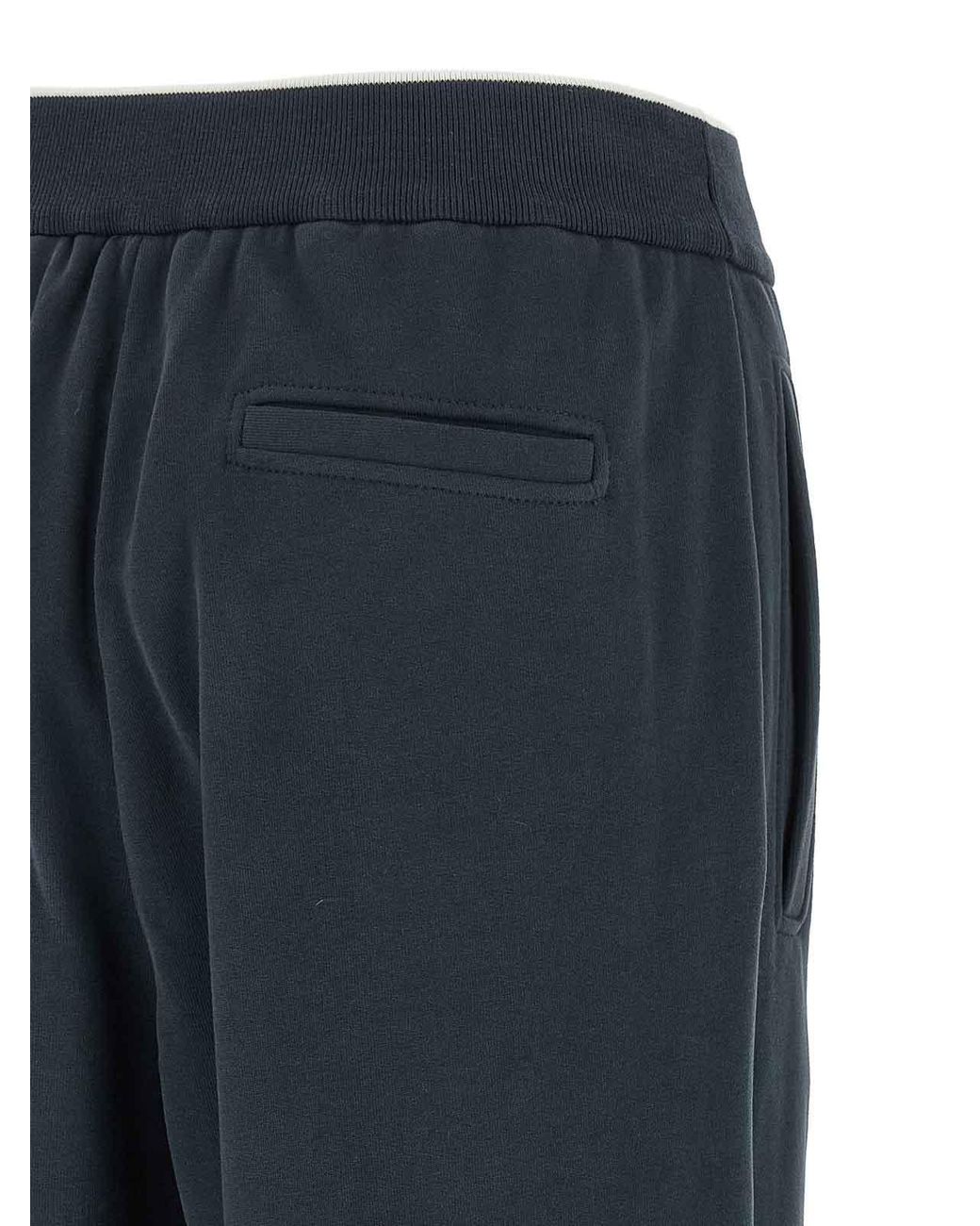Brunello Cucinelli Blue Front-Stitched Jogger Trousers