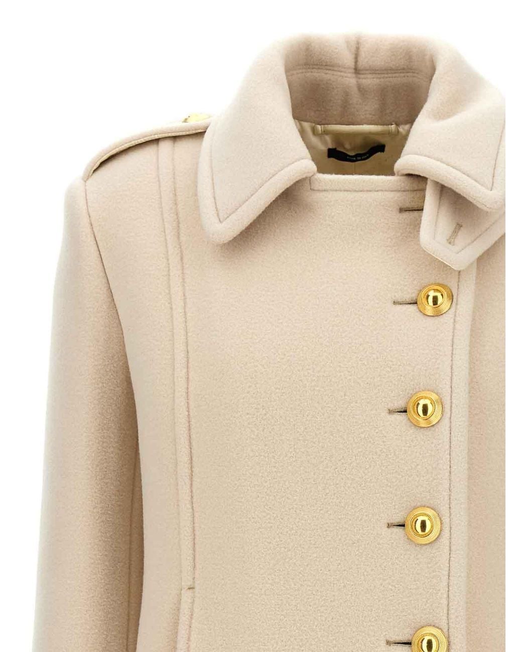 Tom Ford Natural Single-Breasted Wool Coat